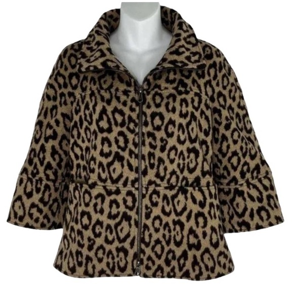 Carlisle Leopard Print Wool Angora Zip Front Jacket - Picture 2 of 7